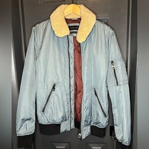 Zara jacket in light blue size medium collar is removable​​​​